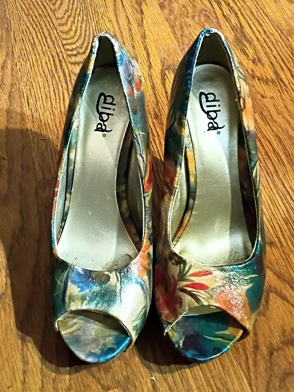 Diba Multicolor Floral Peep-Toe Heels